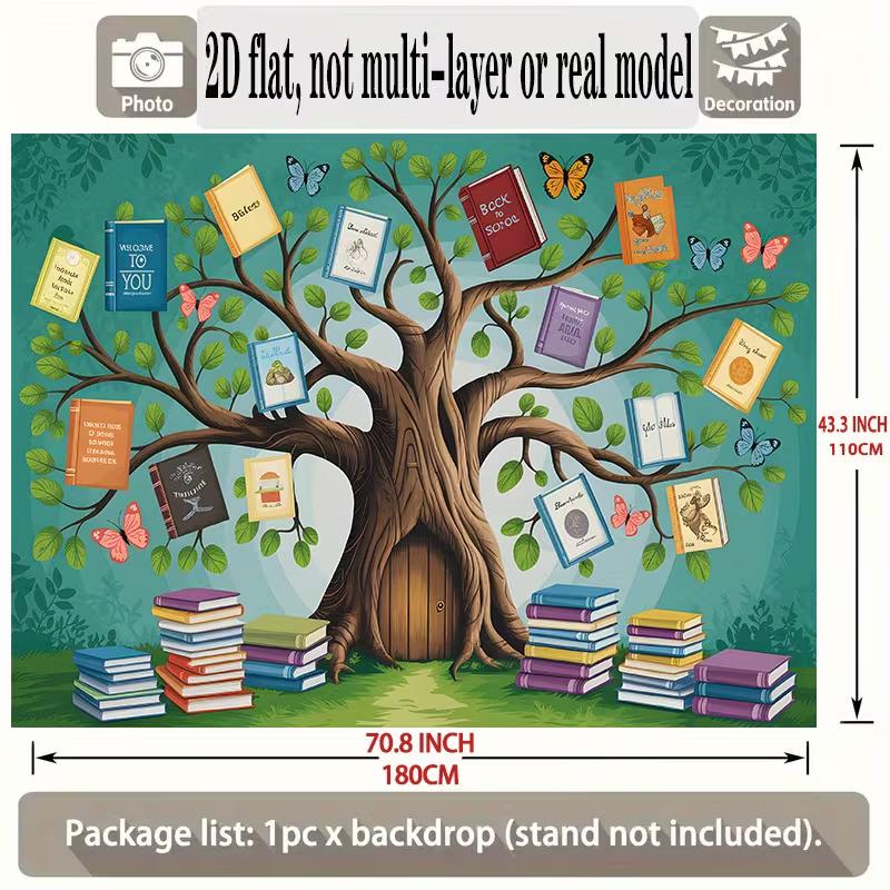 Book Tree Photo Booth Backdrop, School Reading Week & Library Party Decor