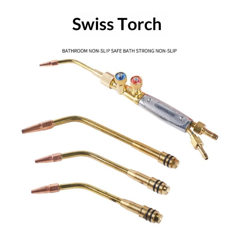 4Pcs Welding Torch Kit for 3/8" 24 Connection Use with CGA 200 Acetylene and CGA 540 Oxygen Tanks Copper Construction