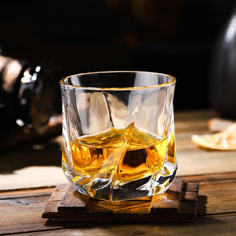 2pcs/1pcs Coffee Cups Glasses 170ml Square Glass Containers for Foodglass Cups Spiral Shape Transparent Drinkware Wine Glasses