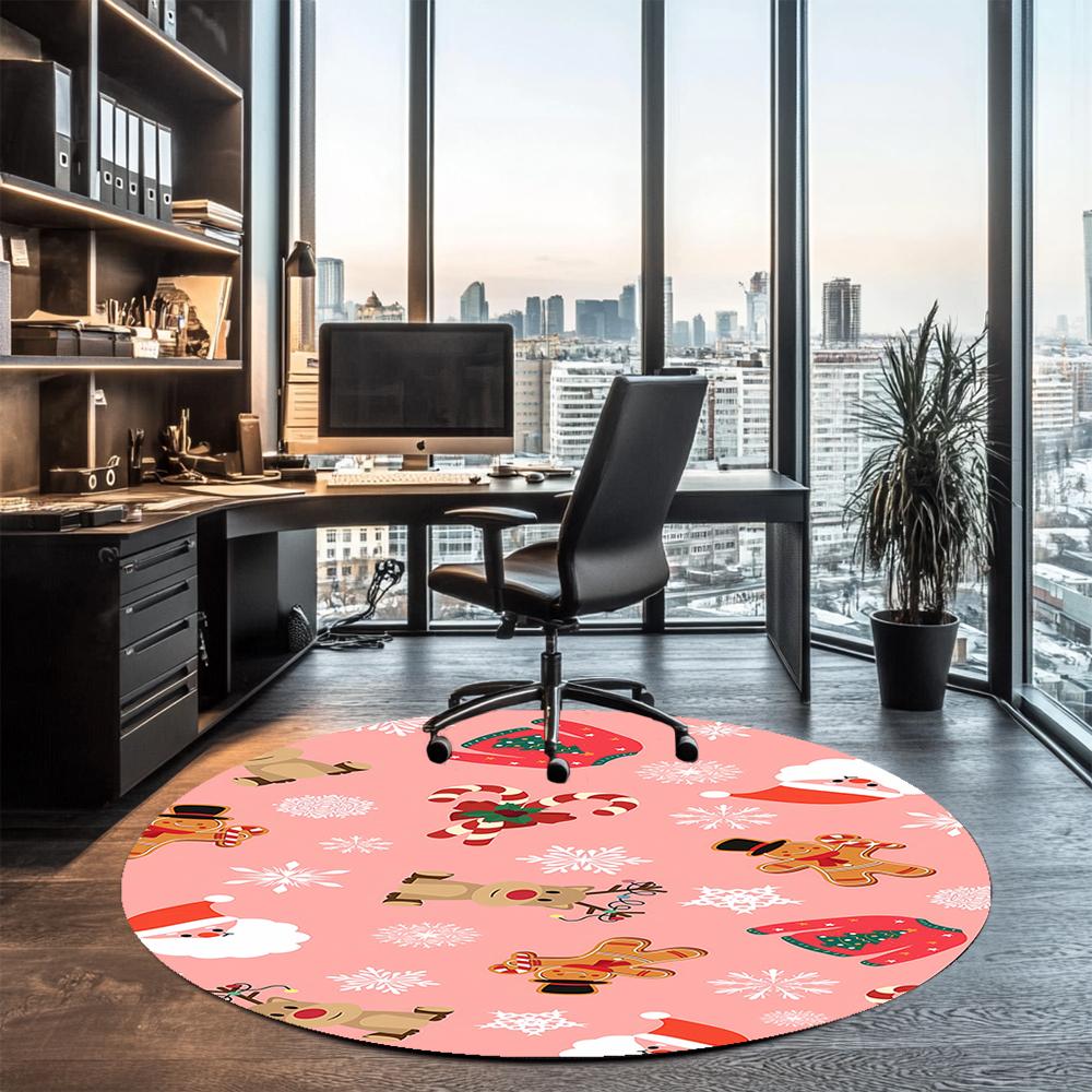 Christmas Printed Round Rug Carpet Chair Rug Area Rug Entryway Doormats,for Office Chair Living Room Bedroom Kitchen Room.