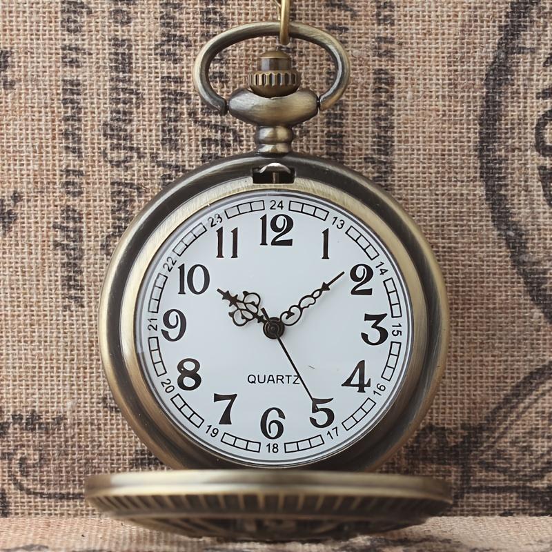 Geschnitzte Hohl-Taschenuhr mit Klappdeckel Koreanische Version Minimalistisches Retro-Halskettenuhr zum Aufhängen am Hals Tragbare Quarz-Uhr
