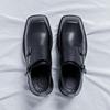 Solid-Color Men's Casual Shoes Classic Square - Toed Buckle Design Height -Increasing Shoe Thick-Soled Anti-Slip Business Shoes