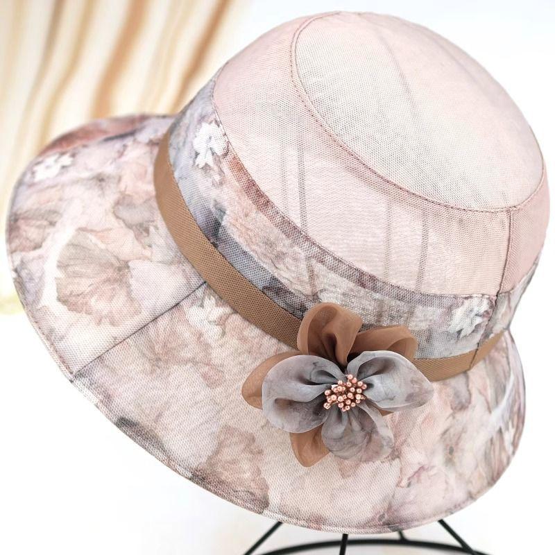 Summer Large-brimmed Sun Hat, Ladies Mother Sun Hat, Summer Thin Section Grandmother Sunscreen Basin Hat Middle-aged and Elderly Hat
