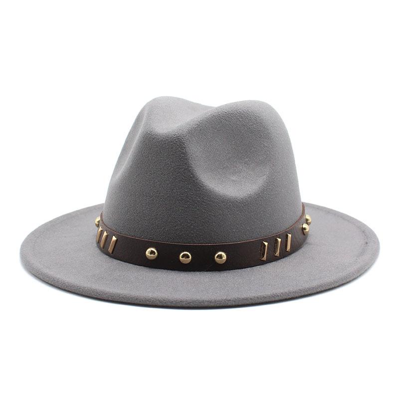 Belt Accessories Wool Top Hat Jazz Hat Vintage Black Wool Jazz Hat Flat-Brimmed Eaves Hat
