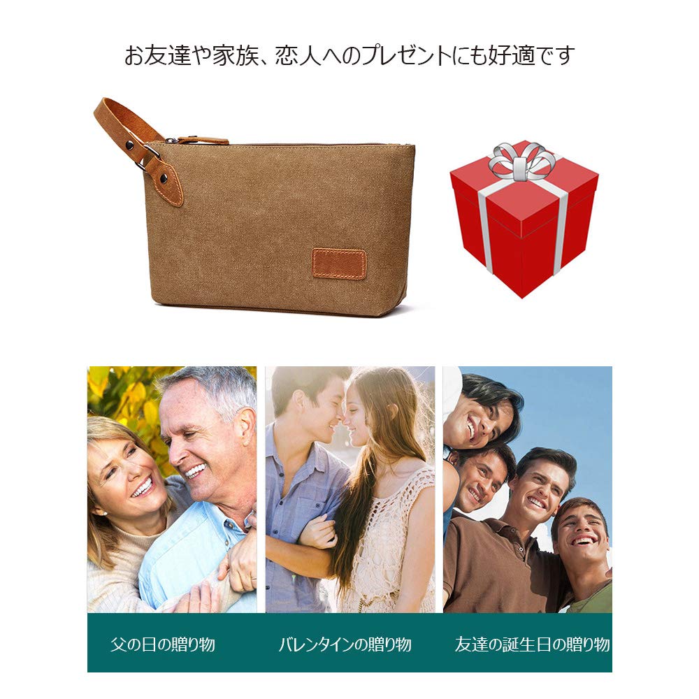 Thick Canvas X Leather Mini Second Bag Clutch Bag Small Makeup Bag Casual Formal Wedding Bag Handbag Small Bag Pouch Bag [Whatna] Men's Gentlemen's