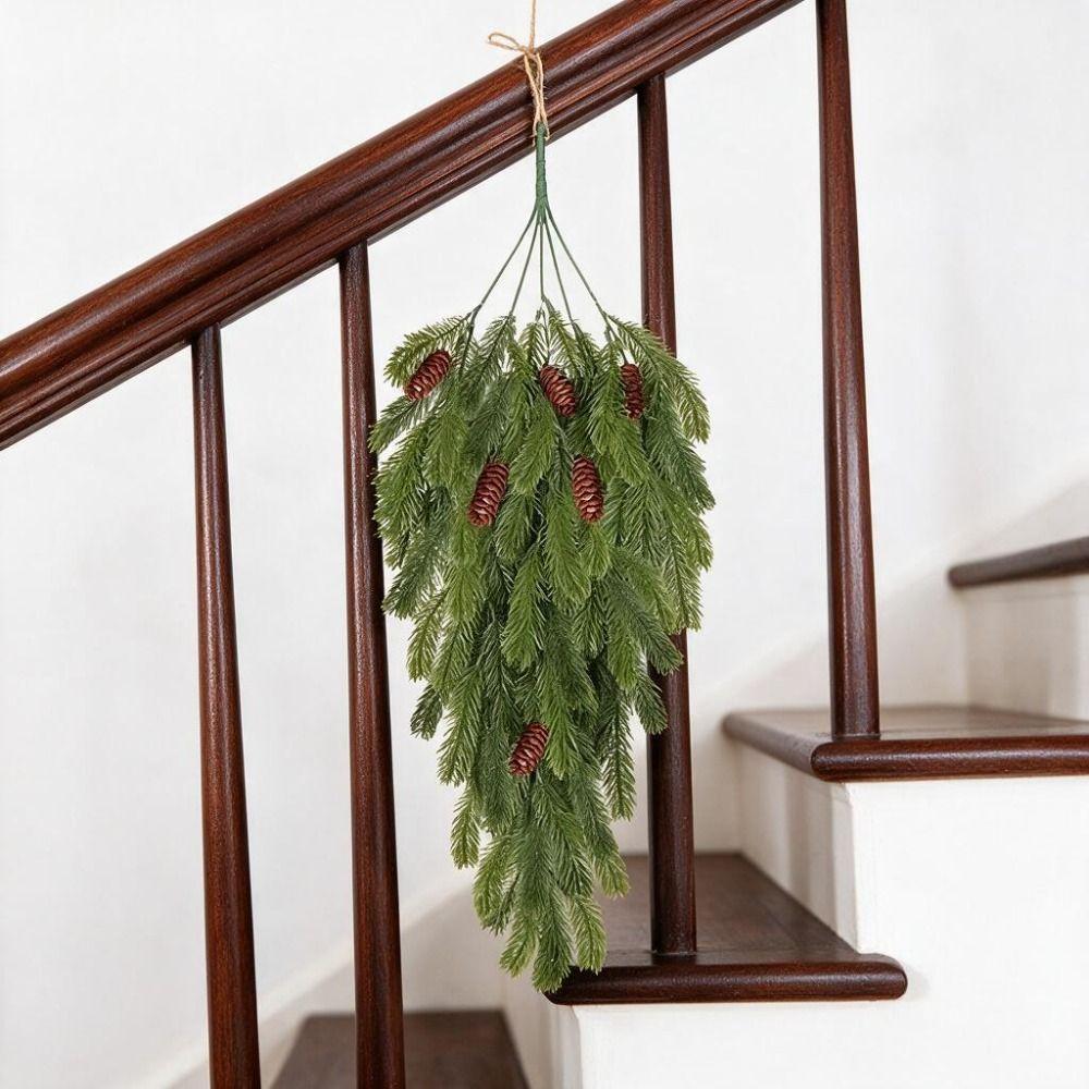 Simulated Hanging Pine Needle Branches Hanging Snowy Norfolk Pine Needles Indoor