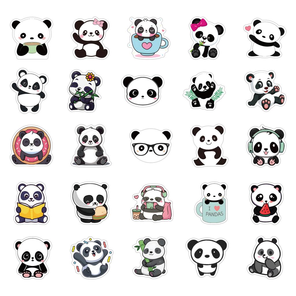 60 Cartoon Panda Graffiti Aufkleber Personalisierte Dekoration Motorrad Gitarre Koffer Wasserdichte Aufkleber