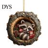 Christmas Tree Pendant Hole Animal Acrylic Ornament, Owl Fox Raccoon Bird Hedgedog Holiday Party Decorations Squirrel Pinecone Pendant, Seasonal