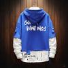 Men  Splicing Button Pullover Long Sleeve Hooded Sweatshirt Tops Blouse
