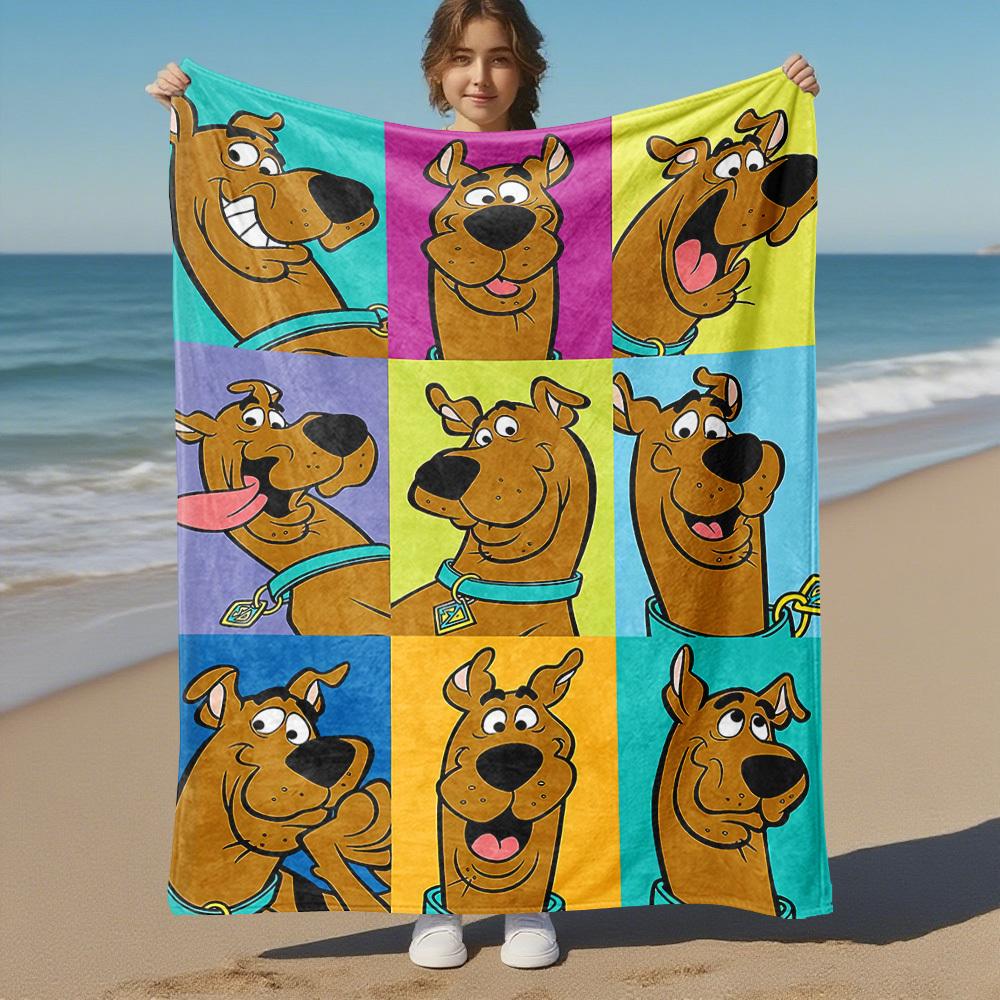 1 Stück Scooby-Doo fröhliche bunte Outdoor-Decke - Überwurfdecke, Weich, Flanelldecken, Wohnzimmer, Reisen, Camping-1102132