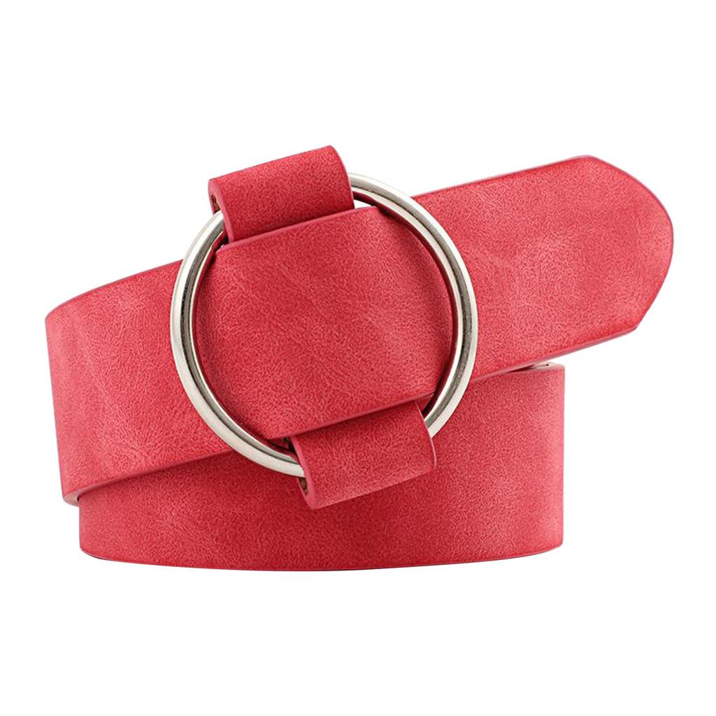 PU Leather Belts for Women PU Leather Waistband Circle Buckle No Prong
