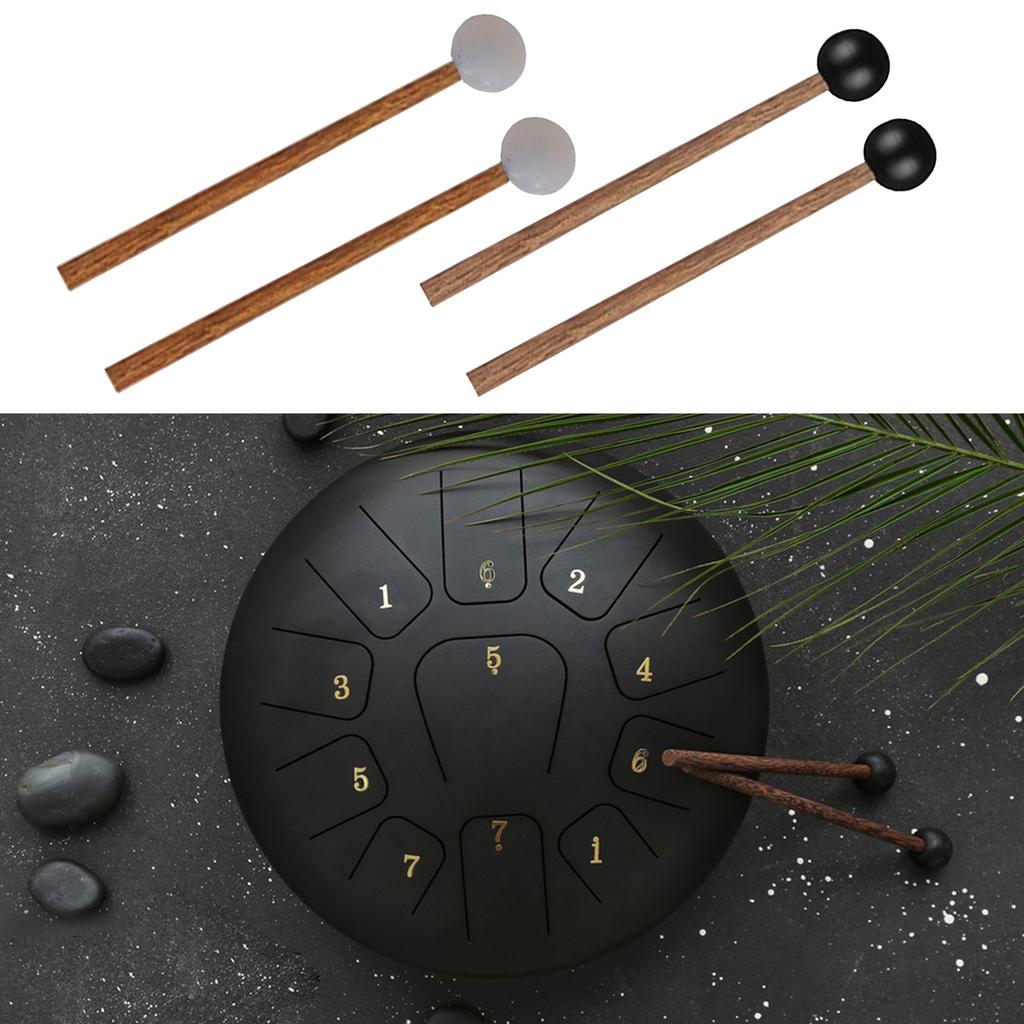 1Pair Steel Tongue Drum Mallet Glockenspiel Drum Stick Rubber Drumsticks with Wood Handle Percussion Instrument Parts