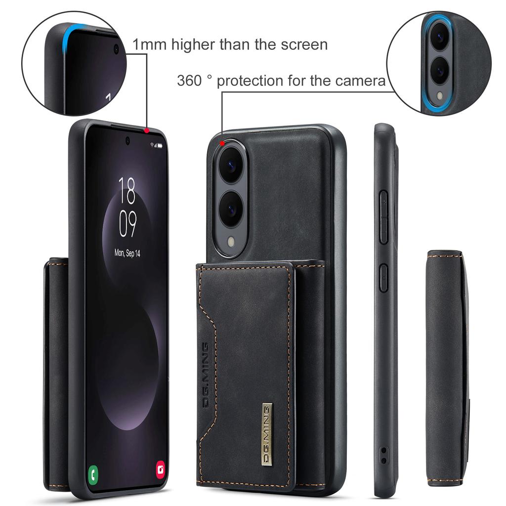 DG.MING M2 Series for Samsung Galaxy S25 Edge Case PU+PC+TPU Phone Cover Detachable Wallet