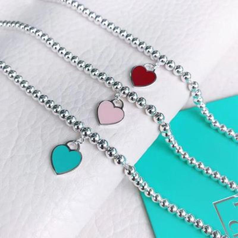 Double Color Heart Pendant Necklace For Women Girls Elegant  Heart Shaped Pendant Bracelet Jewelry Accessories Gifts