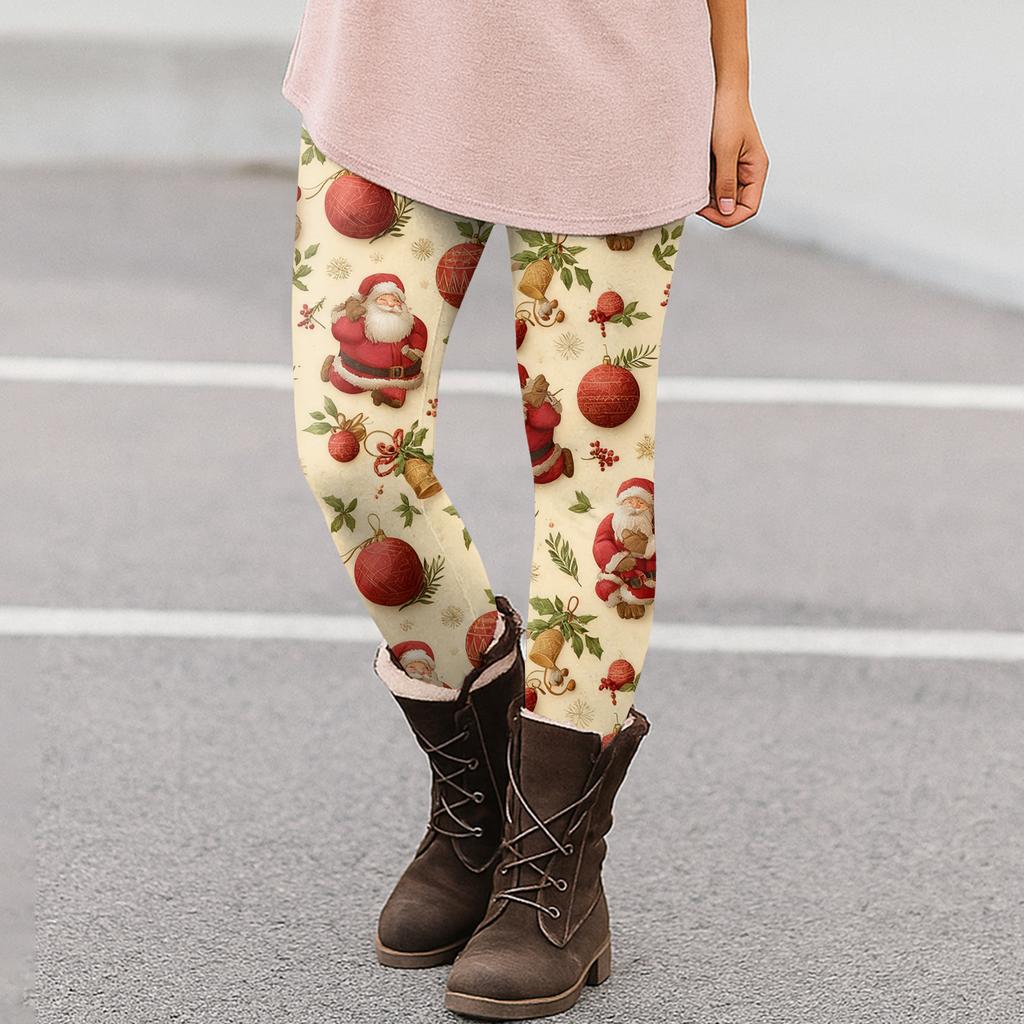 Women's Christmas Print Slim Fit Elastic Yoga Casual Pants