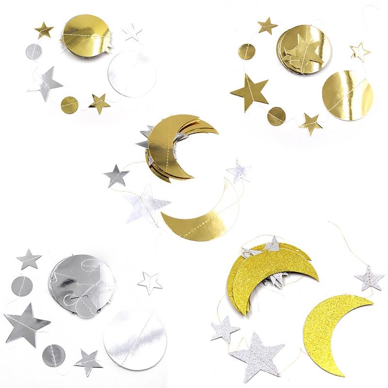 Mubarak Eid Muzułmański Islam Baner Księżyc Gwiazda Ramadan Modna Girlanda Dekoracja Wisząca