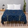 Art Deco In Navy Blue - Large Scale Throw Blanket