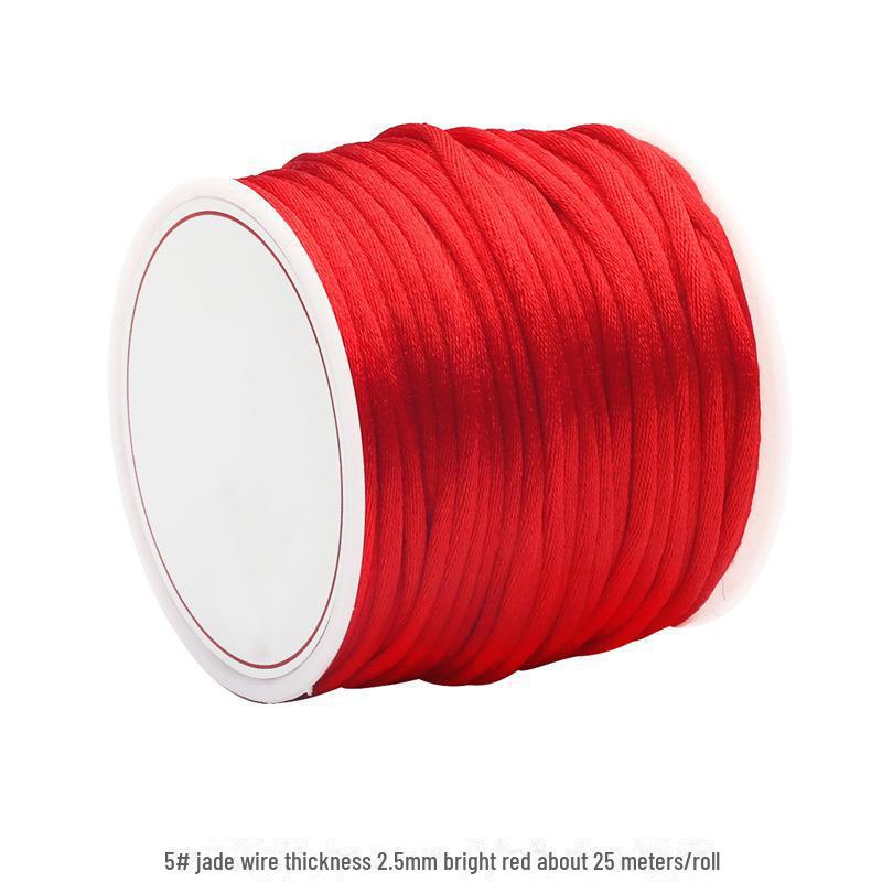 

Браслет ручной работы из красной плетеной веревки с нефритовым китайским узлом Bright Red