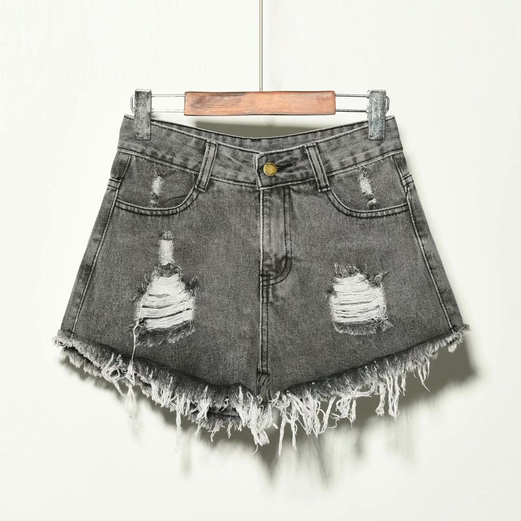 Baggy Jean Shorts Women Summer Big Size Holes To Thin Rough Edge Wide Leg A-line Hot Pants Women