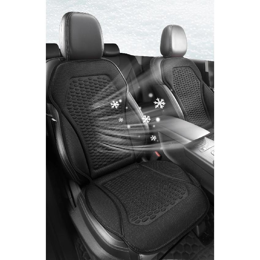 3D Textured Breathable Cooling Summer Car Seat Cushions,Ice Silk Fabric Front Dual-Seat Pads, Easy Installation No Straps Need