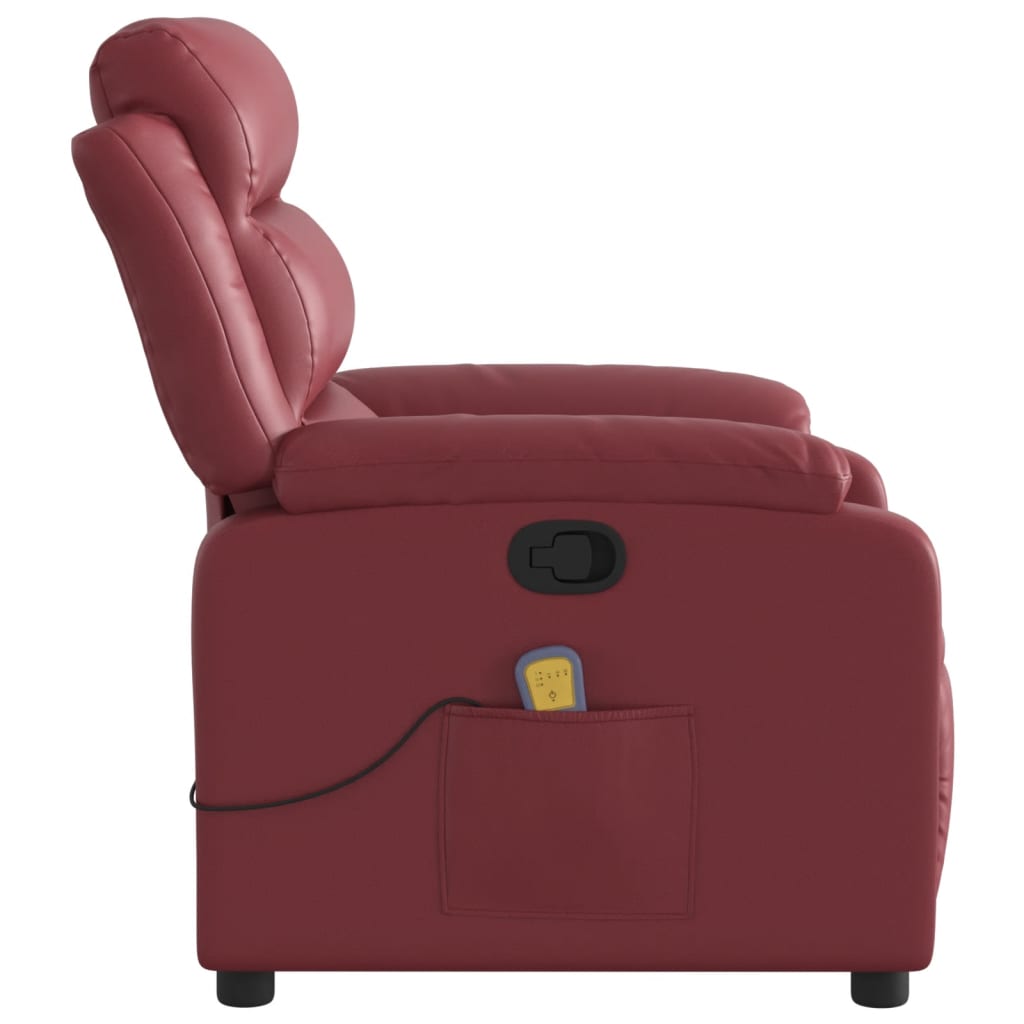 Massage Chair Burgundy Artificial Leather