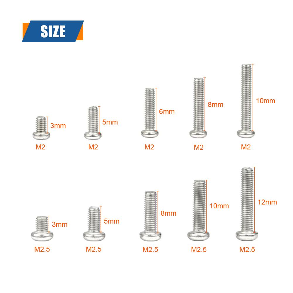 M1 M1.2 M1.4 M1.6 M2.5 M3 Metrisches Gewinde Maschinenschraube Kreuzschlitz Senkkopf Kreuzschlitz Schrauben Kasten-Set 304 Edelstahl Sortiment-Kit
