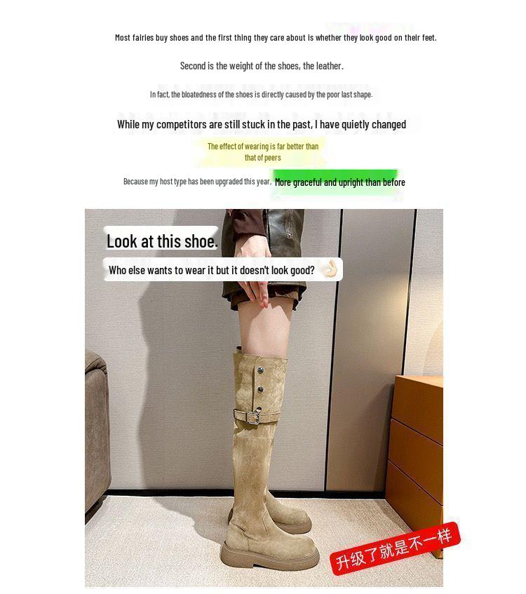 Damen Überknie-Stiefel in Übergröße für kräftige Beine – Herbst/Winter Hochschaft-Ritterstiefel mit dicken Sohlen
