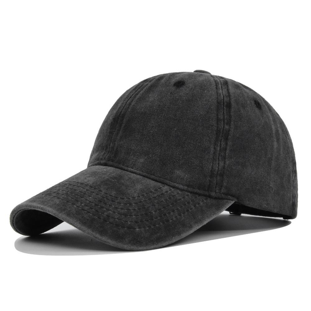 Solid Color Washed Baseball Cap - Adult & Kids - Distressed Duckbill Cap - 6-panel Curved Brim - Large Head Size - Plain Cap