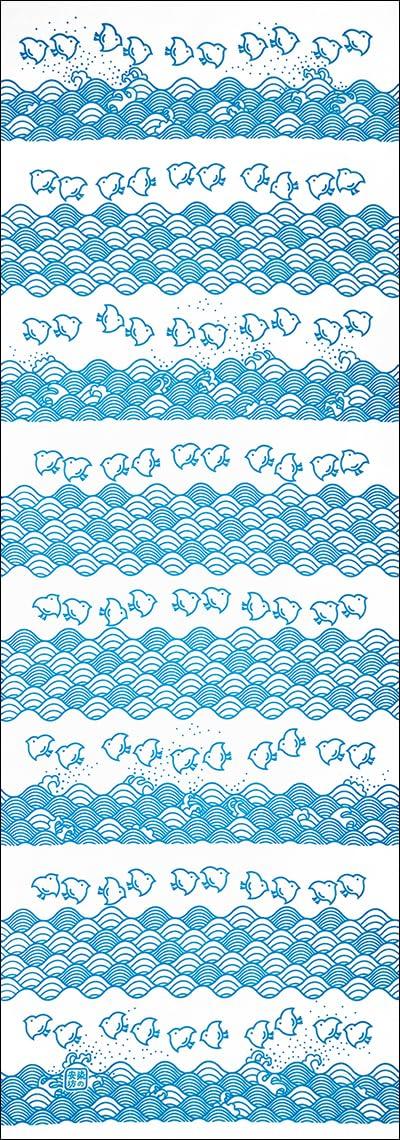 

Dyeing Anbo Tenugui Chidori Authentic Dyed Cotton Tokuoka Made in Japan 35cm x 100cm Namima Blue 100% синій