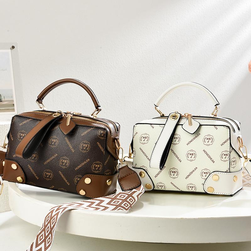 Brand Print Leather Top-handle Bags Female Handbags Women Shoulder Crossbody Tote Messanger Bag Women's Boston Pillow Bag