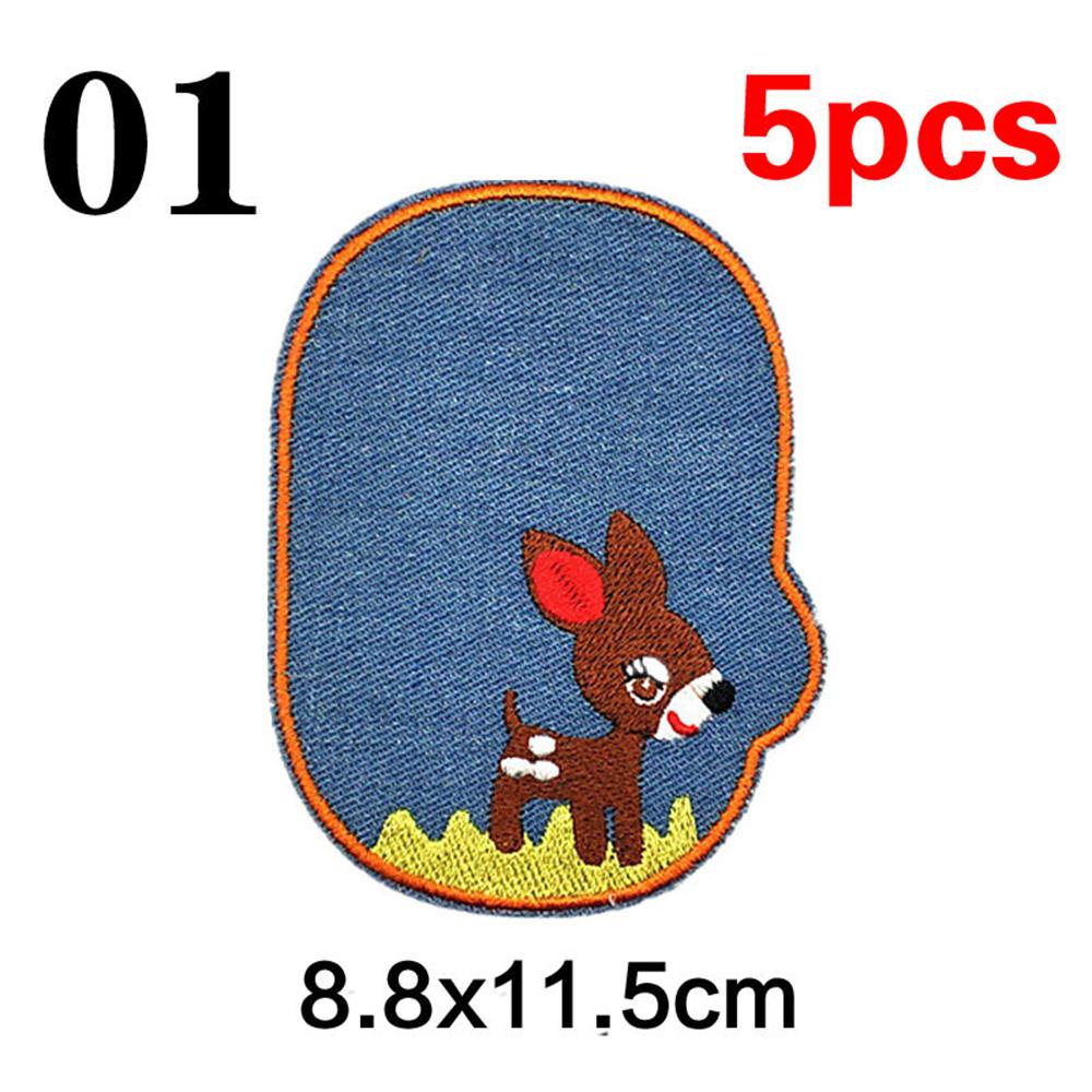 

5Pcs Sewing Repair Elbow Knee Patches Iron On Patch For Clothing Jeans Stripes Stickers Embroidered Badge Children Cloth