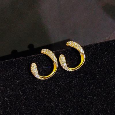Tide Niche Design Sense Diamond Stud Earrings Super Fairy Temperament Girl Earrings With Ear Jewelry