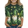Print Tops For Youth Girls 5-16 Years Round Neck 3/4 Sleeves T-Shirts Trendy Tops Outfit Tees