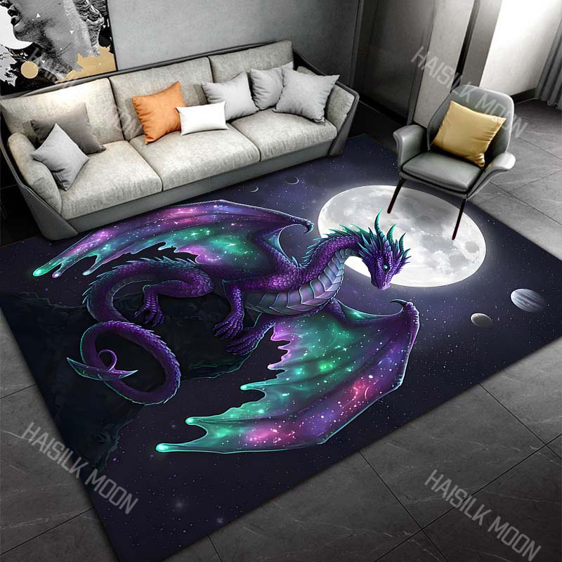

Purple cosmic dragon with moon Print Carpet Rug for Living Room Bedroom Sofa Doormat Home Decor Non-slip Floor Mat 40x60cm