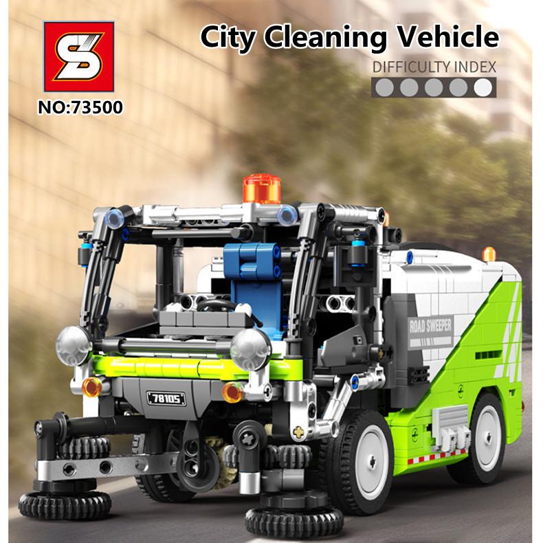 

SZ-73500 Наука и техника Городская серия с дистанционным управлением, санитарная подметальная машина для мальчика собирает строительные блоки из мелких частиц, игрушки