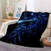 1pc Blue Wolf Head Soft & Warm Polyester Knit Blanket, Digital Printed, All-Season Throw for Napping, Traveling, Sofa yy250906030
