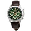 SEIKO 1/5 Second Chronograph Quartz Wristwatch Men SBTR017 Green Brown Leather
