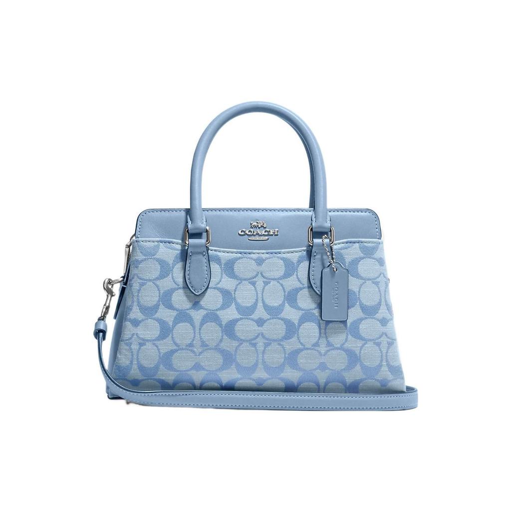 Coach Darcie 26 Classic Monogram Zip Closure Canvas And Leather Tote Shoulder Crossbody Bag Medium Women Bags Cornflower-Blue CH859-SVM6A