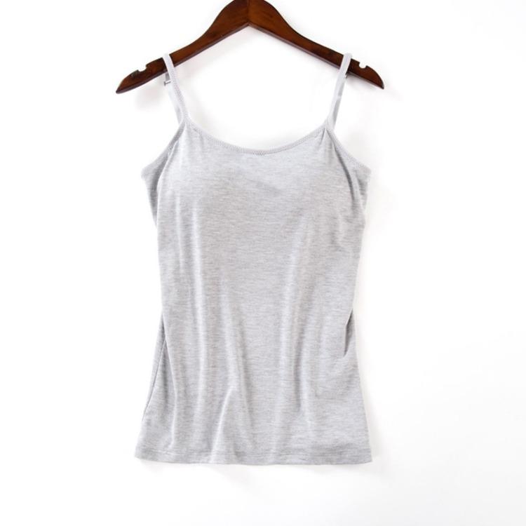 Women Sexy Sleeveless V Neck Adjustable Strap Camisole Top With Built In Padded Bra Solid Basic Vest Tank Tops Cami