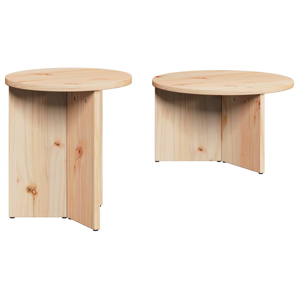Coffee Table Set 2 pcs Natural Solid Pine Wood