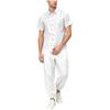 S-3XL Men Waterproof Tracksuit Short Sleeve Front Button Lapel T-Shirt with Elastic Waistband Jogging Pants for Sauna Sweat Rainwear