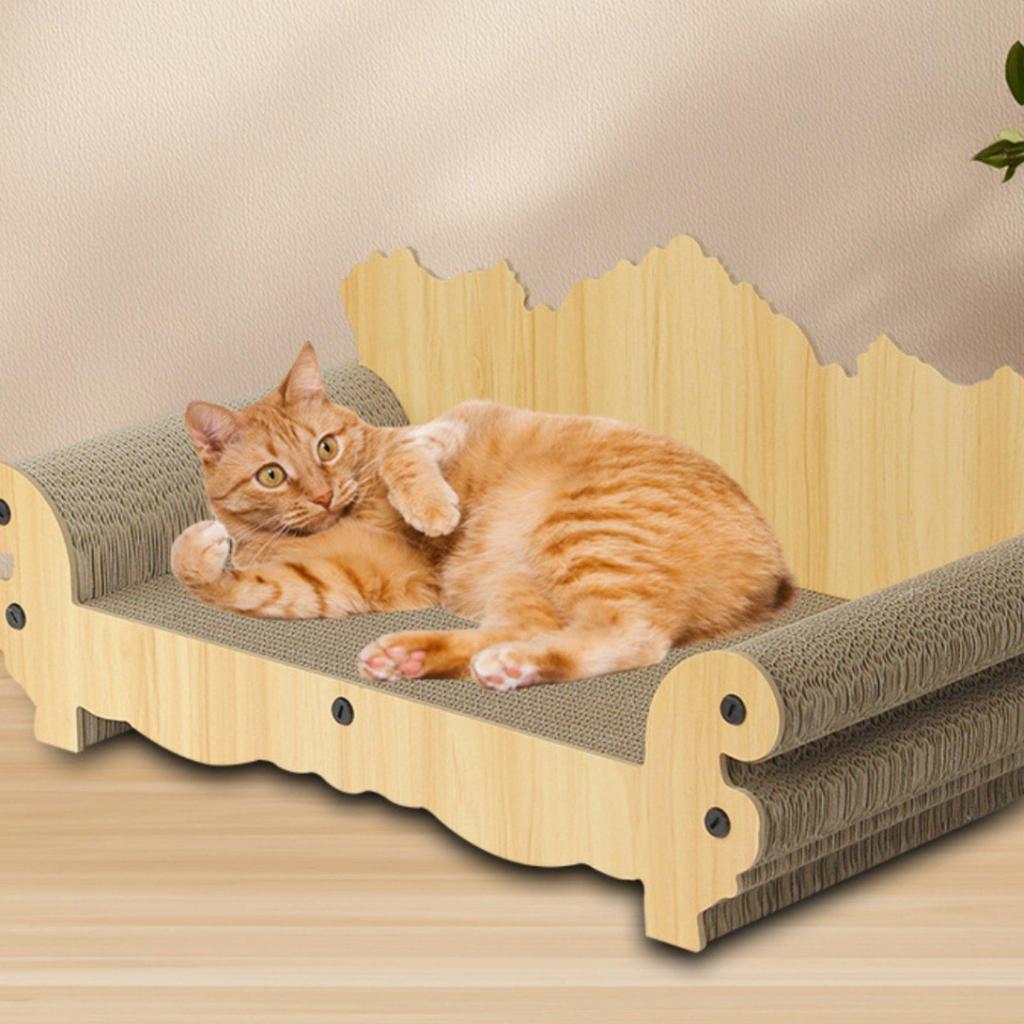 Curved Lounge Scratcher Cat Corrugated Feline Low Shedding Pet