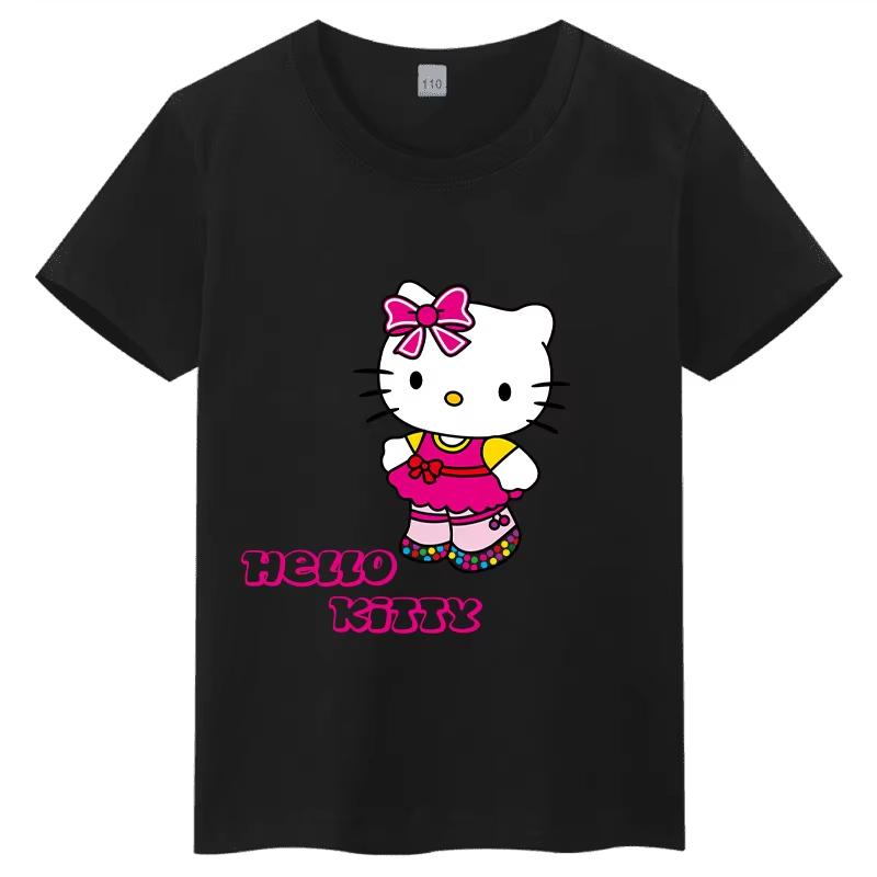 2026 Cute Sanrio Cartoon Print Children Daily Outdoor Womens Summer Loose and Fashionable Style