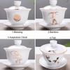 BORREY Bone China Gaiwan Weißes Porzellan Teekanne Reise Kung Fu Tee-Set Handbemalte Keramik Gaiwan Büro Teetasse Puer Kettlle