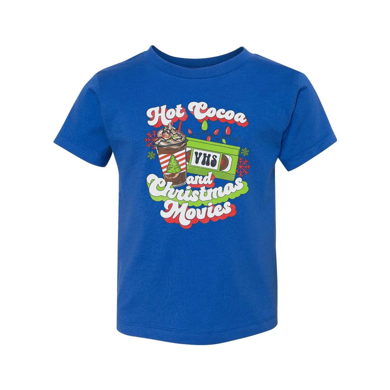 Unisex Christmas T Shirt Featuring Hot Cocoa And Christmas Movies VHS Design Gra L