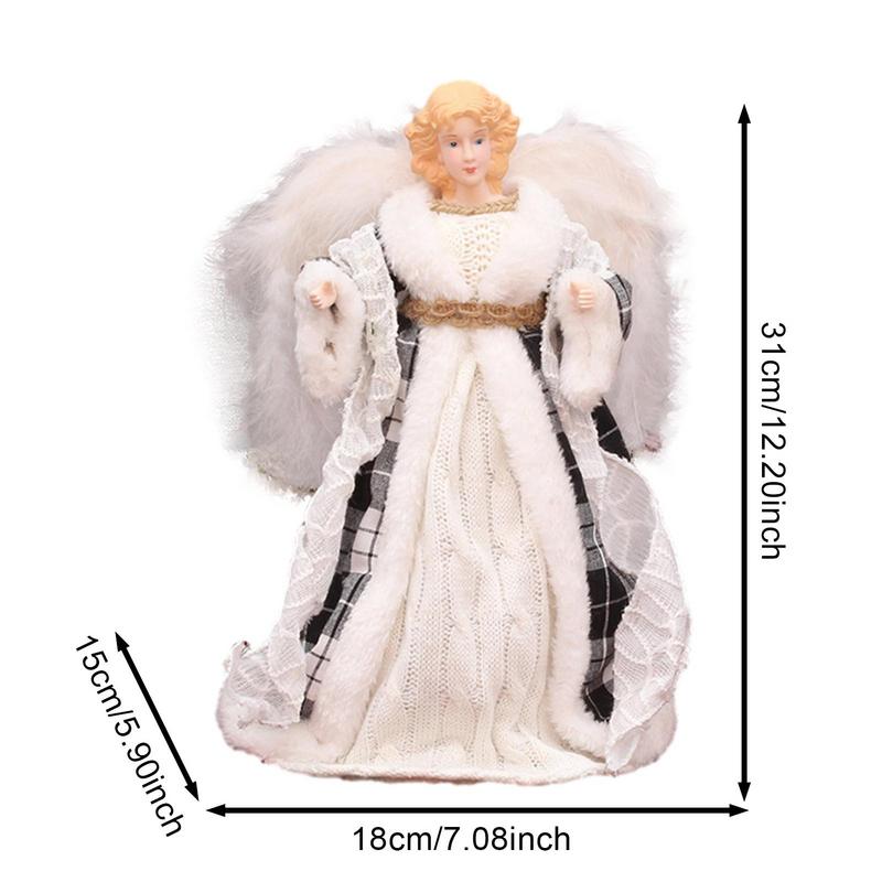 Angel Christmas Tree Topper Delicate Elegant Christmas Angel Topper With White Feather Wings 7.08in Angel Treetop Figurine