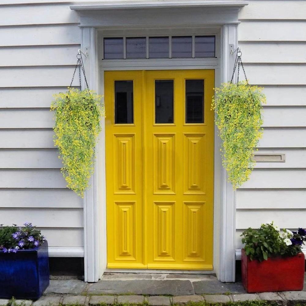 Vindistensdesign Konstgjorda Hängväxter UV-beständig Gyllene Klockpil Konstgjorda Blommor Rumsinredning