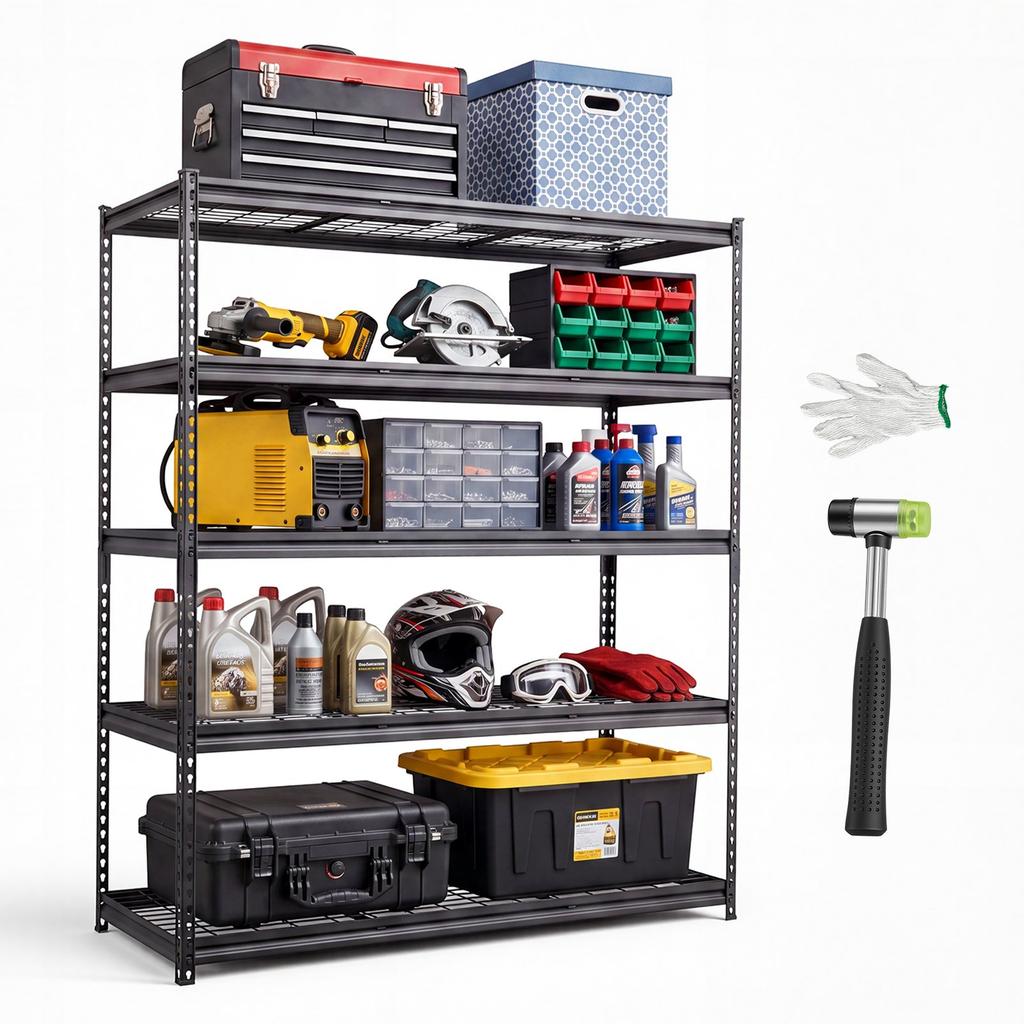 VEVOR Storage Shelves, 5-Tier 1361 kg Garage Shelving 153 x 61.2 x 181.3 cm, for Garage, Basement, Warehouse, Workshop
