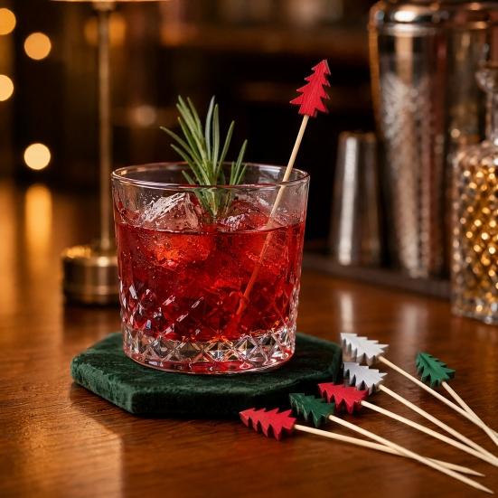 100 Stück Cocktailspieße, Weihnachtsbaumspitze Dekoration, Einweg-Bambusspieße, für Vorspeisen, Obst, Kuchen Dekoration