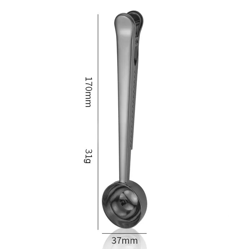 Multifunctional Coffee Scoops with Clip Powder Flour Measuring Tools Stainless Steel Bake Spoons Measure Spoons Food Sealing Clip Reusable Ya1025